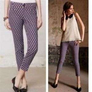 Anthropologie Cartonnier Charle  Geometric Ankle Pants - Black and Red and Blue